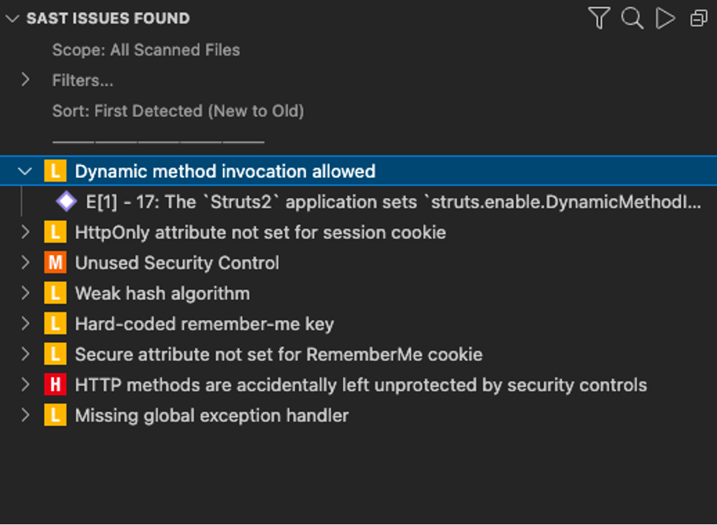 Figure 1: SAST issues detected by Code Sight SE’s