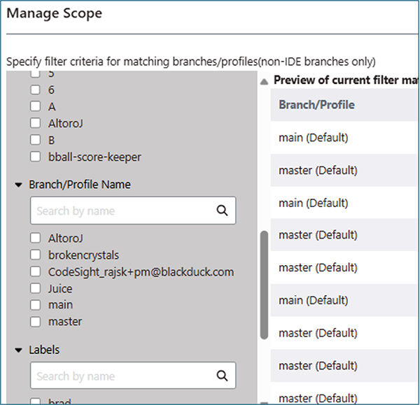   New report scope selection
