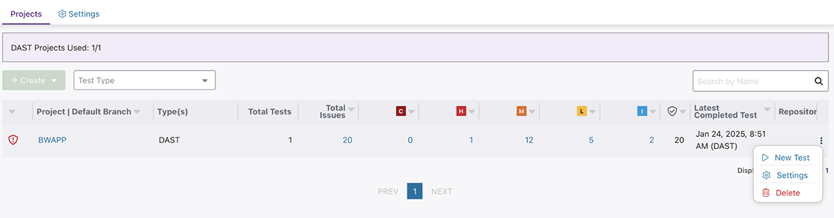 A screenshot demonstrating the on-demand, self-service scanning functionality for faster, automated scans using Polaris fAST Dynamic.