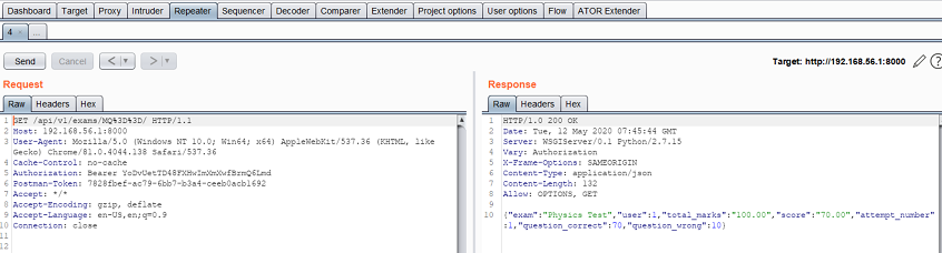 Security Software Screenshot Showing Request with Expired Token Error Message