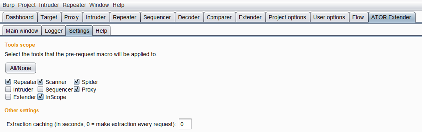 Screenshot of Enabling Extender Traffic in Software Security Application
