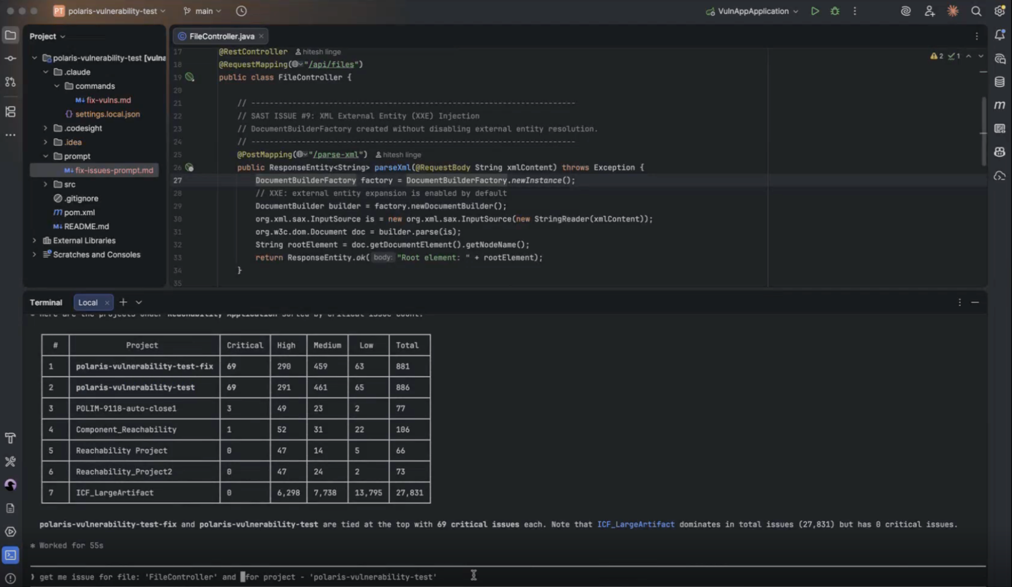 Polaris issue management MCP in Claude and the IDE