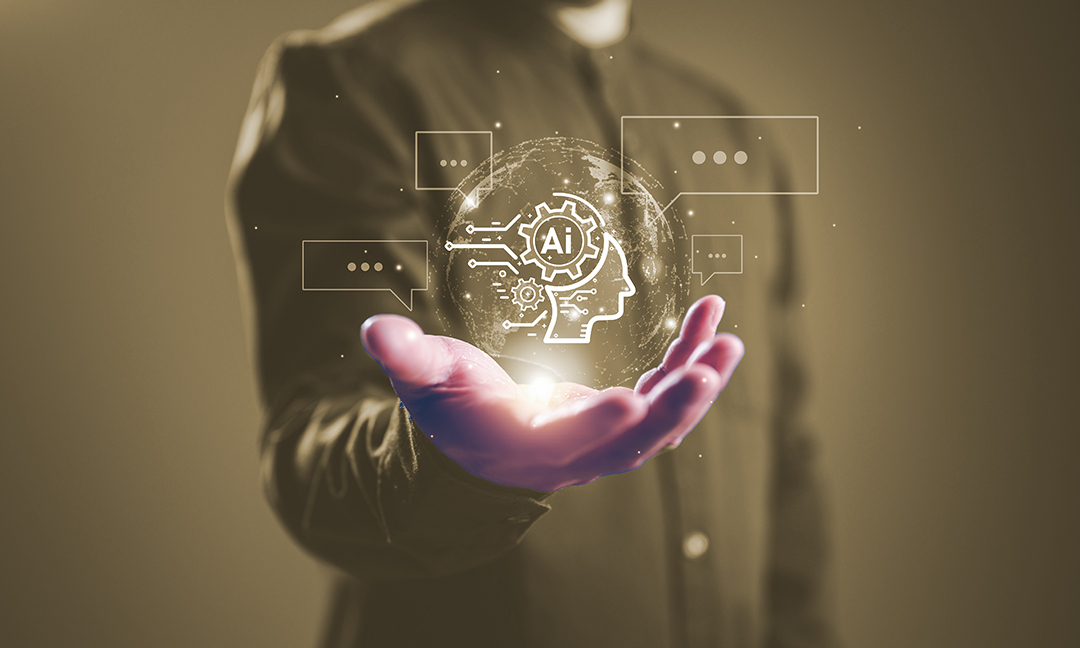 Chatbot Chat with AI, Artificial Intelligence. man using technology smart robot AI, artificial intelligence by enter command prompt for generates something, Futuristic technology transformation.