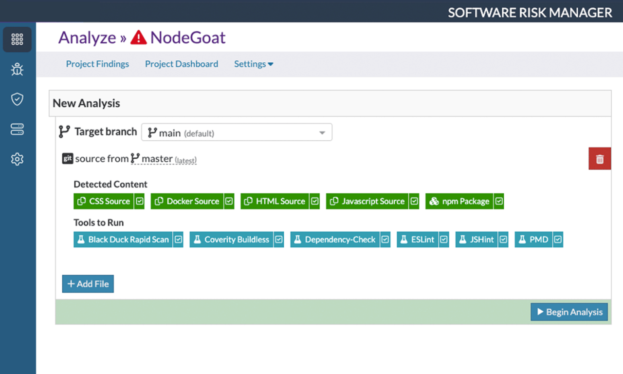 A visual of Software Risk Manager's ability of allow teams to rapidly complete core testing
