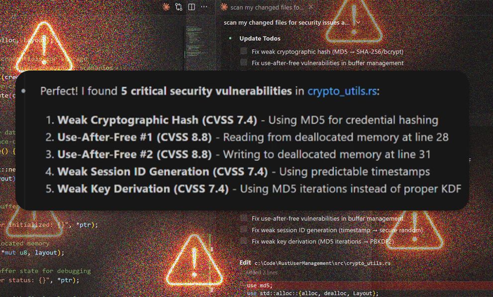 An image of critical issues discovered using built-in exploitability analysis  with Signal.